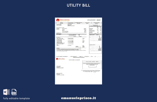 modello di versione della bolletta delle utenze del gas USA Michigan Gas Utiliti